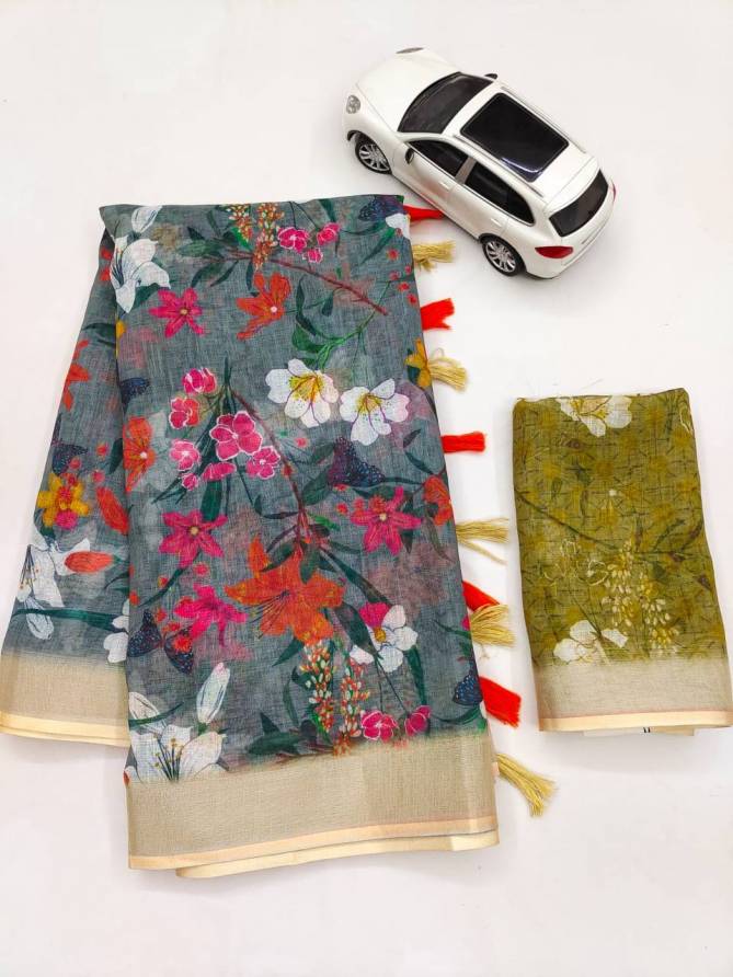 MG 200 Linen Digital Printed Daily Wear Sarees Wholesale Price In Surat